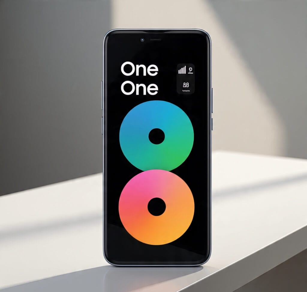 Samsung Galaxy phone with One UI 8 home screen showing new features.